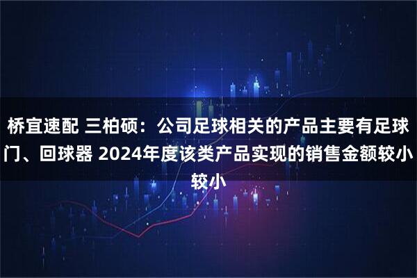 桥宜速配 三柏硕：公司足球相关的产品主要有足球门、回球器 2024年度该类产品实现的销售金额较小