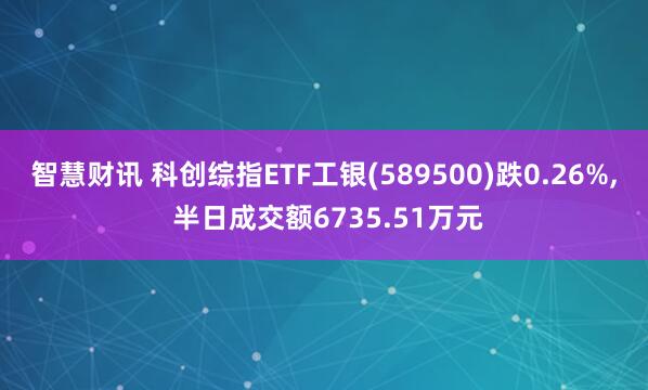 智慧财讯 科创综指ETF工银(589500)跌0.26%, 半日成交额6735.51万元