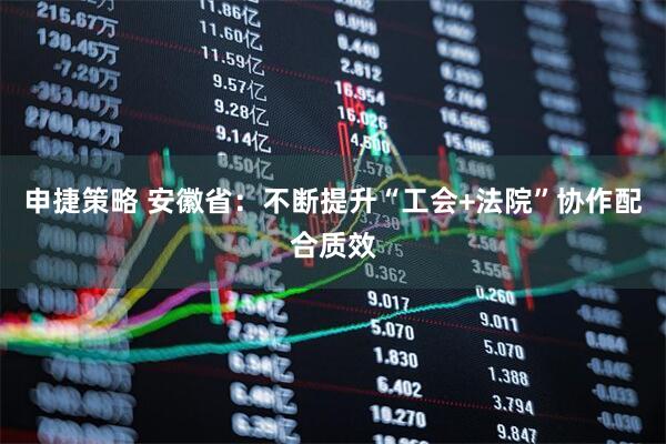 申捷策略 安徽省：不断提升“工会+法院”协作配合质效